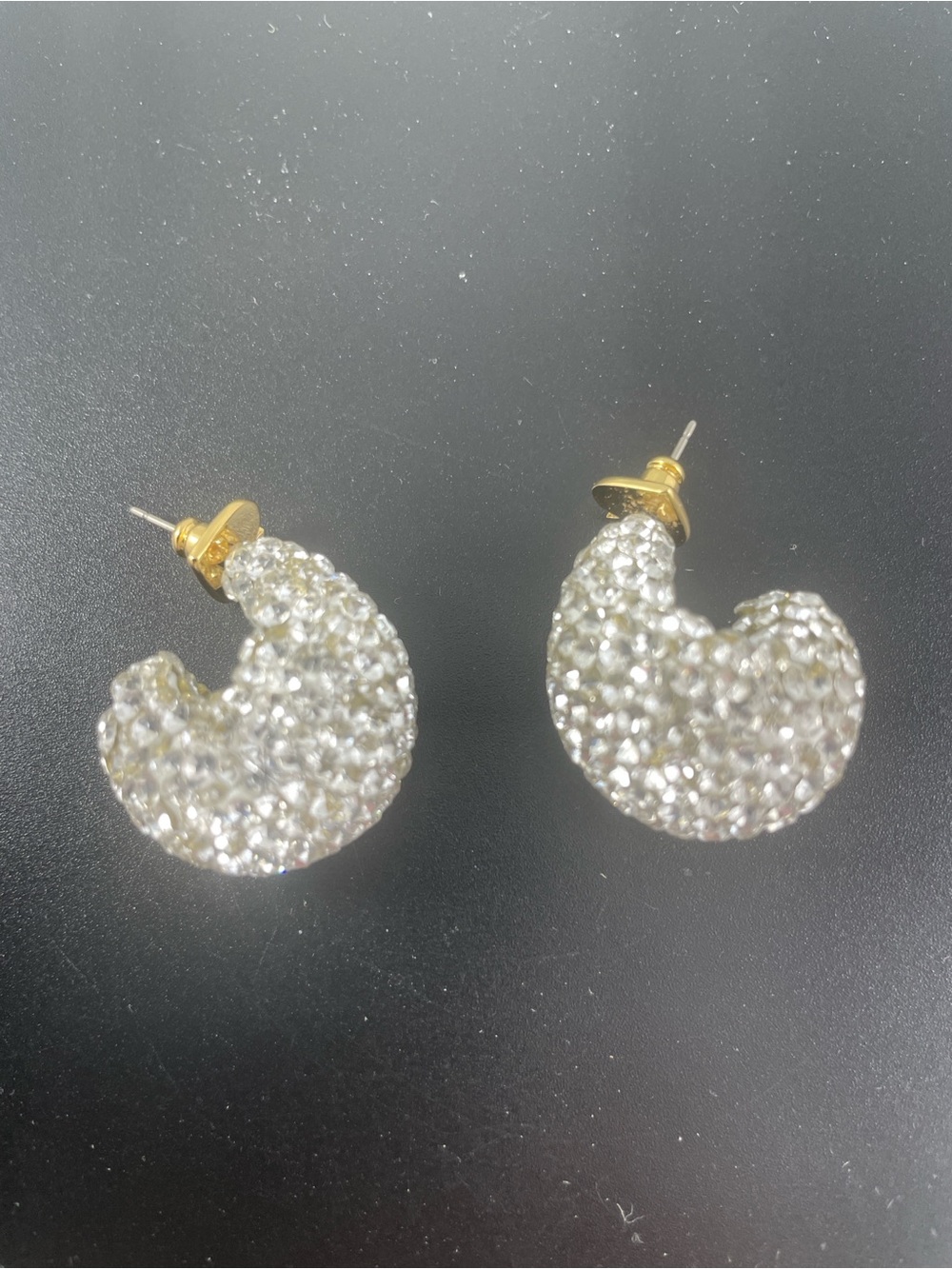 kate spade Gold-Tone Crystal Crescent Stud Earrings - Clear